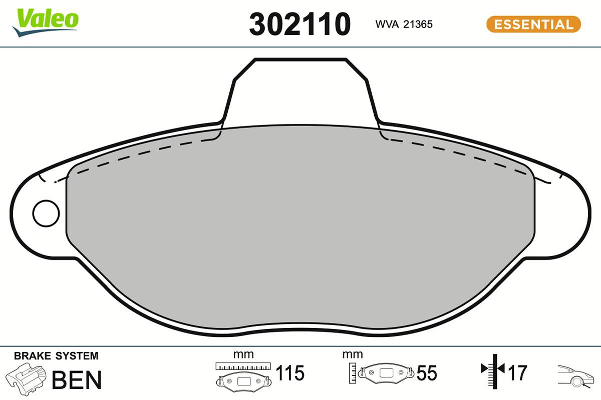 Jeu de 4 plaquettes de frein VALEO ref. 302110